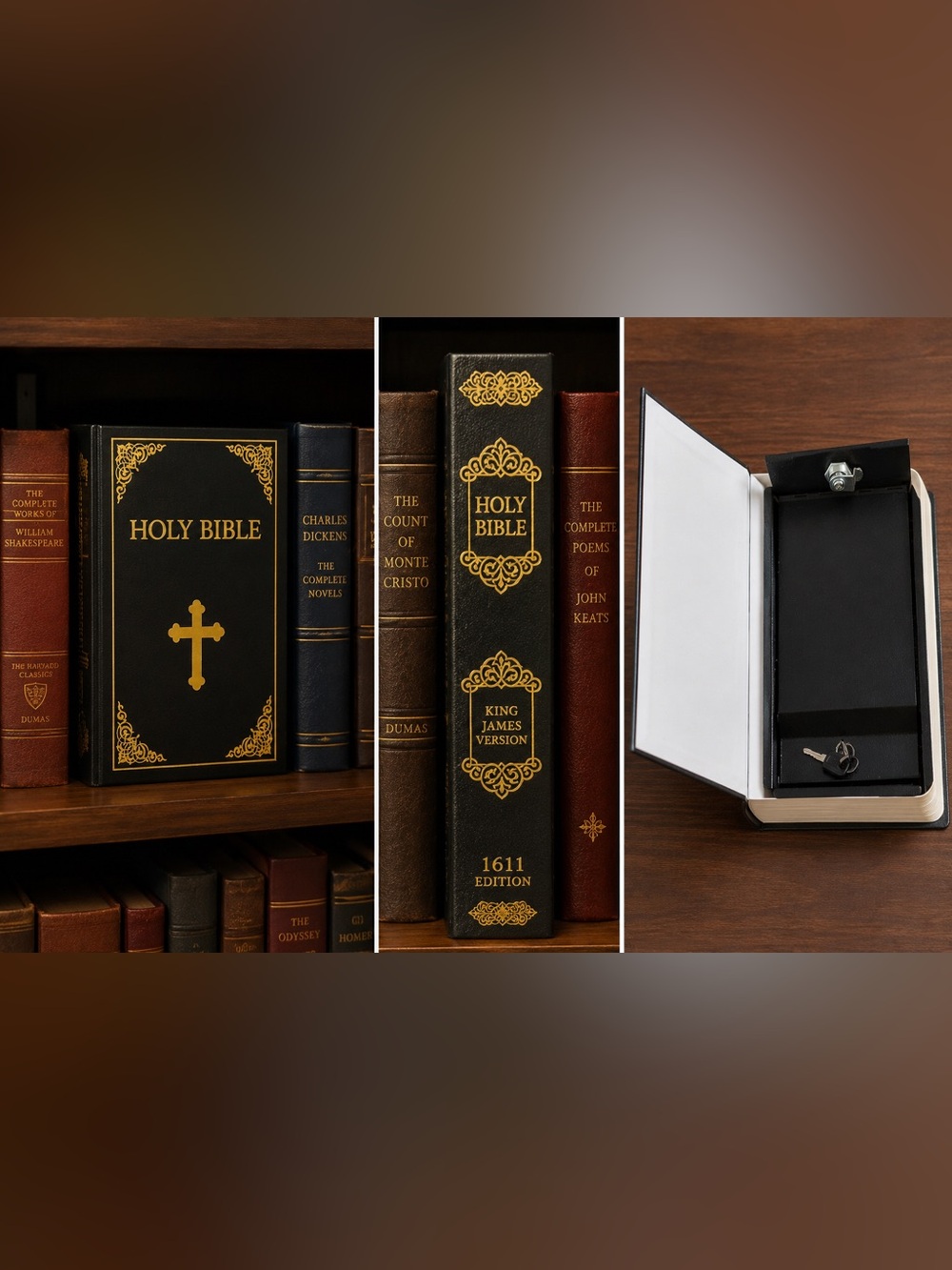 1611 King James Holy Bible Diversion Safe Lock Box Hidden Book Safe w/ Keys